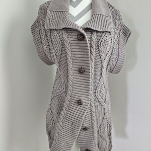 Banana Republic Taupe Cable Knit Cardigan